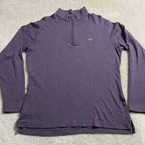 Fish Hippie Pullover Mens M Purple 1/4 Zip Mock Neck Long Sleeve Casual